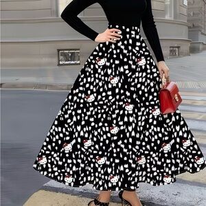 Sanrio Hello Kitty Black and White A-Line Skirt with Red Accents